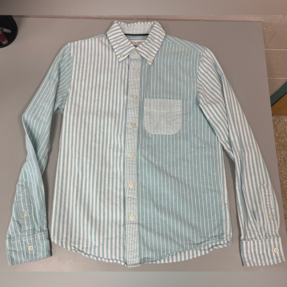 Aeropostale Men's XS Light Blue/Green Striped Button Down Shirt